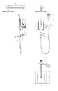 Душевая система скрытого монтажа Grocenberg GB5007MG Матовое золото