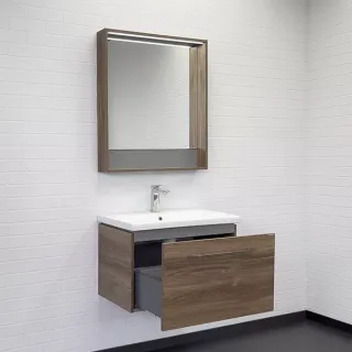 Тумба-умывальник Comforty Томари-70 дуб тёмно-коричневый с раковиной Como 70