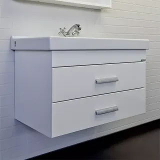 Тумба-умывальник Comforty Никосия-80П белый глянец с раковиной Fest 80	