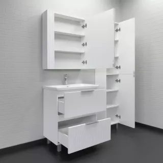 Тумба-умывальник Comforty Лиссабон 95 дуб темный с черной столешницей c раковиной Comforty 9111, левая