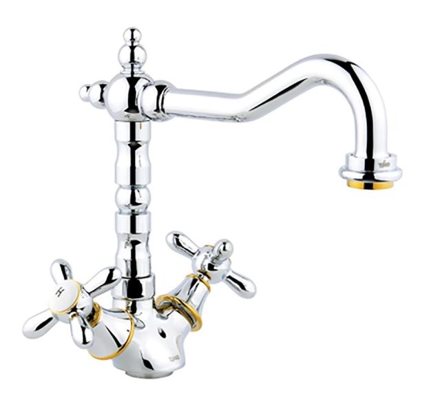 Смеситель для кухни Timo Ritz 0143FK chrome-gold хром/золото