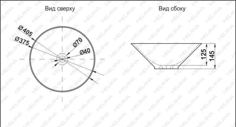 Накладная раковина Melana 7020-B5-806 40см персиковый