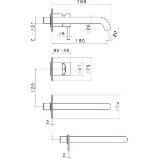 Встраиваемый смеситель для раковины Kerama Marazzi Eterna 69628EXKM.59.067 брашированная медь