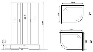 Душевая кабина Niagara NG-33184-14RBK 110x80см серебро/матовое