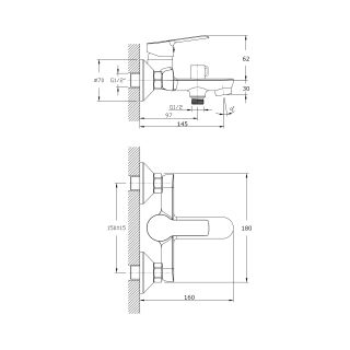 Смеситель для ванны с коротким изливом RUSH Victoria (VI7135-44)