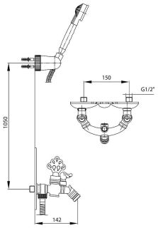 Смеситель для ванны E.C.A. Ottoman 102202001EX антик лак