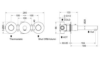 Смеситель встраиваемый для раковины Timo Saona 2382/00SM с термостатом хром