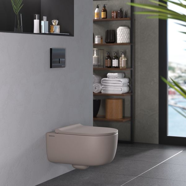Подвесной унитаз Berges EGO XL Rimless 083216 сиденье EGO XL Slim SO серый матовый