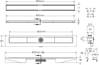 Душевой лоток Berges Wasserhaus B1 Keramik 090020 90 Матовый хром