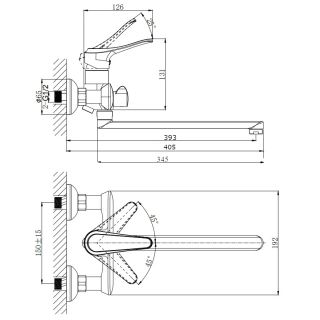 Смеситель для ванны с длинным поворотным изливом RUSH Jawa (JA0735-51)