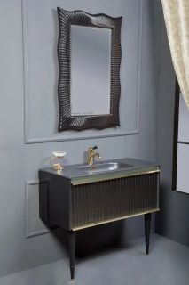 Тумба под раковину Armadi Art Vallessi Avangarde Canale 100см чёрный/золото 843-100-BG