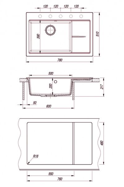 Кухонная мойка Florentina Россана 780 грей