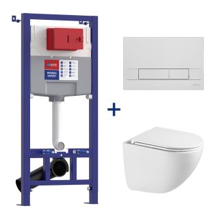 Комплект 3в1 100121431 инсталляция Lemark Peneda с кнопкой смыва Bit хром глянец унитаз подвесной безободковый Glazer торнадо белый глянец