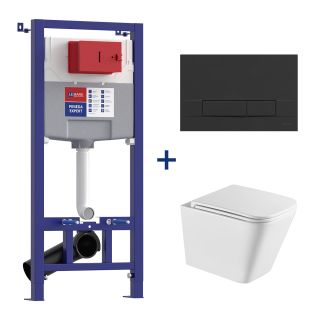 Комплект 3в1 100122424 инсталляция Lemark Peneda Expert с кнопкой смыва Bit чёрный матовый унитаз подвесной безободковый Florex торнадо белый глянец