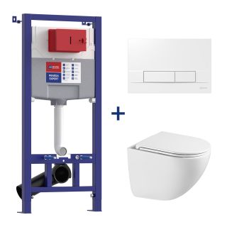 Комплект 3в1 100124430 инсталляция Lemark Peneda Expert с кнопкой смыва Bit белый глянец унитаз подвесной безободковый Glazer торнадо белый глянец