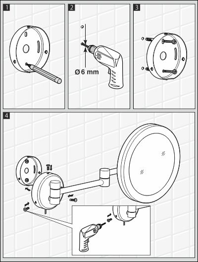 Wasserkraft K-1004BLACK Зеркало с LED-подсветкой 3-х кратным увеличением