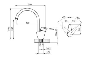 Смеситель для кухни Granula 1024, ХРОМ хром