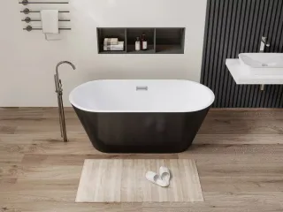 Ванна акриловая Ceruttispa Resia CT10879 170x75 см со сливом-переливом чёрный матовый/белый