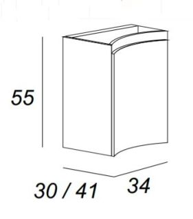 Шкафчик под раковину, левосторонний Cezares 34x55 Antacite Vague 44229