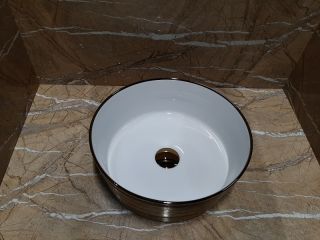 Раковина CeramaLux C1055 бело-золотая 36.5 см