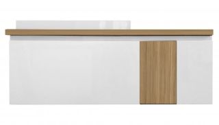 Подвесная тумба Эстет Malibu ФР-00007122 Л 140см два ящика со вставкой массив белый