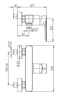 Смеситель для душа Paini Nove 09YO511 чёрный матовый