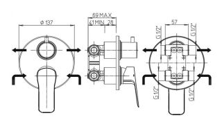 Встраиваемый смеситель для ванны Paini Viva Style P4CR6911 хром