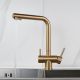 Смеситель для кухни Shevanik S468G с подключением фильтра золотой сатин