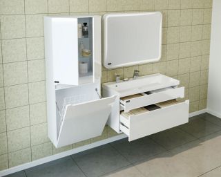 Пенал СанТа Лондон 524005 с бельевой корзиной 60см белый