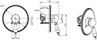 Смеситель встраиваемый Boheme Crystal для душа хром 265-CRST