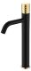 Смеситель для накладной раковины Boheme Stick Black diamond чёрный/золото 122-BG