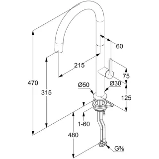 Смеситель для кухни Kludi Aurea 558036675 чёрный матовый