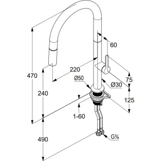 Смеситель для кухни Kludi Aurea 558520575 с выдвижным изливом хром