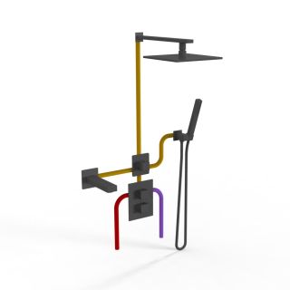 Душевой комплект Paini Grazia 21PZSET36911THSHBATH с термостатом чёрный матовый