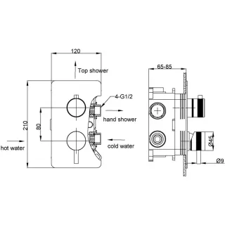 Встраиваемый смеситель для душа Boheme Cell 135-2-GM 2-х проходной оружейная сталь