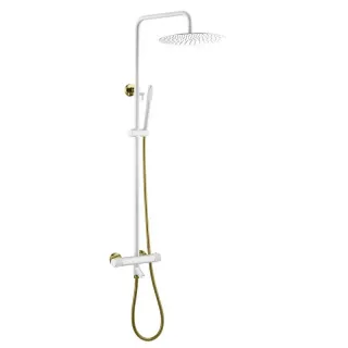 Душевая стойка c термостатом Boheme Uno 468-T-WG белый/золото