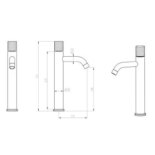 Смеситель для раковины Boheme Stick 122-SGM-MR-W оружейная сталь/белый мрамор