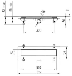 Душевой лоток Paini Line CH550L 55см хром глянец