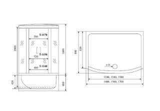 Душевая кабина Timo Standart T-6670SF Silver Fabric 170x88см