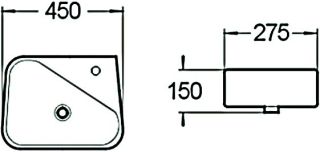 Раковина накладная SantiLine SL-2017L 45см левая белый