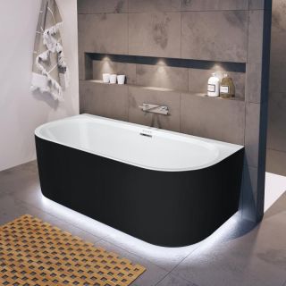 Акриловая ванна Riho Desire Back2Wall Velvet Sparkle System LED B089004220 180x84см с аэромассажем и подсветкой чёрный матовый/белый матовый