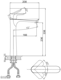 Смеситель для накладной раковины DQ Venice Baciano хром DA1032001