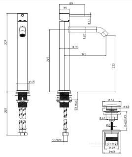 Смеситель для раковины Bossini Teo-T Z00703.021 золото
