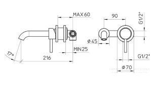 Встраиваемый смеситель для раковины Bossini Oki Z005302.021 золото