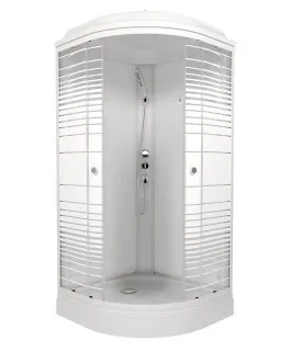 Душевая кабина Triton Стандарт-Полосы Щ0000061842 90x90 см профиль белый стекло с узором