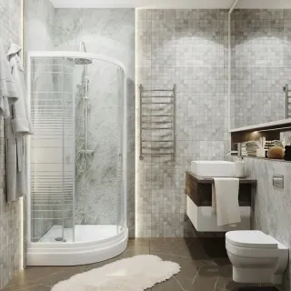 Душевой уголок Triton Стандарт-Полосы Щ0000061805 90x90 см профиль белый стекло с узором