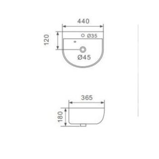 Подвесная раковина Gappo GT708 44 см белый
