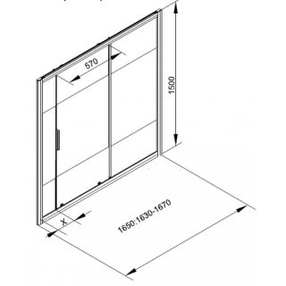 Шторка на ванну Aquanet Practic AE10-B-165H150U-CP 273602 165 см прозрачное стекло/шелкография профиль хром