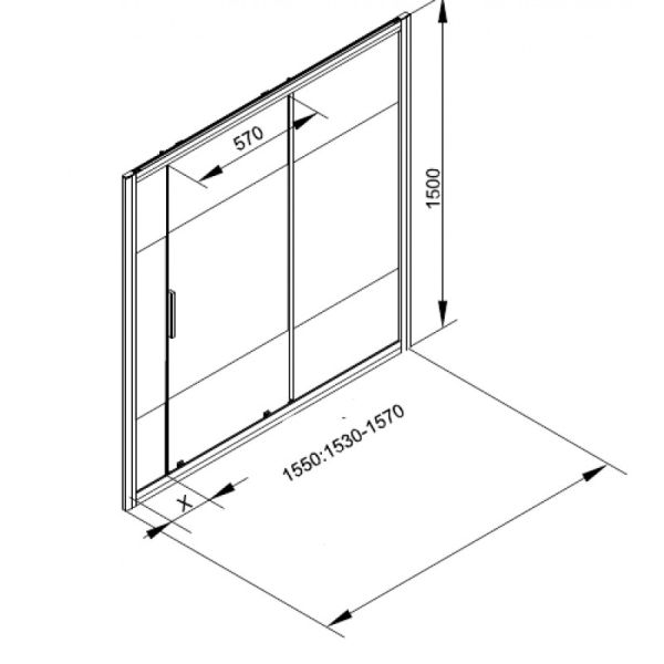 Шторка на ванну Aquanet Practic AE10-B-175H150U-CP 273603 175 см прозрачное стекло/шелкография профиль хром