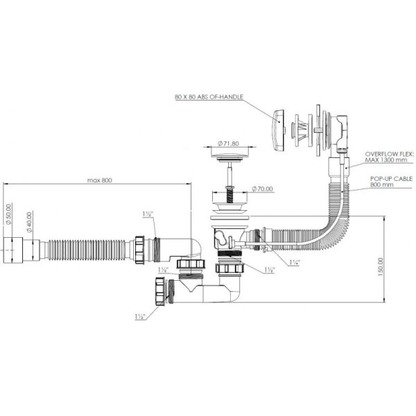 Слив-перелив для ванны Aquanet 339431 80 см хром